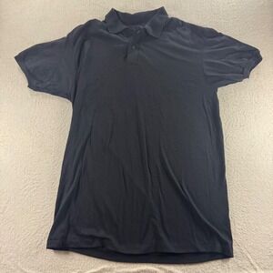 VTG Anvil Men's XL Black Polo Shirt Short Sleeve Casual Cotton Blend Comfortable